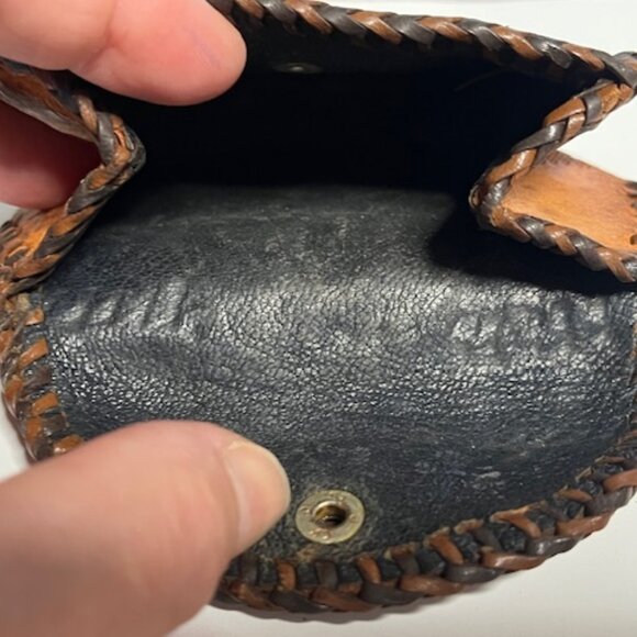 VTG Tooled Leather Coin Purse Snap Pouch Floral Roses Hand-Crafted 4.5"x2.5" - Picture 10 of 16